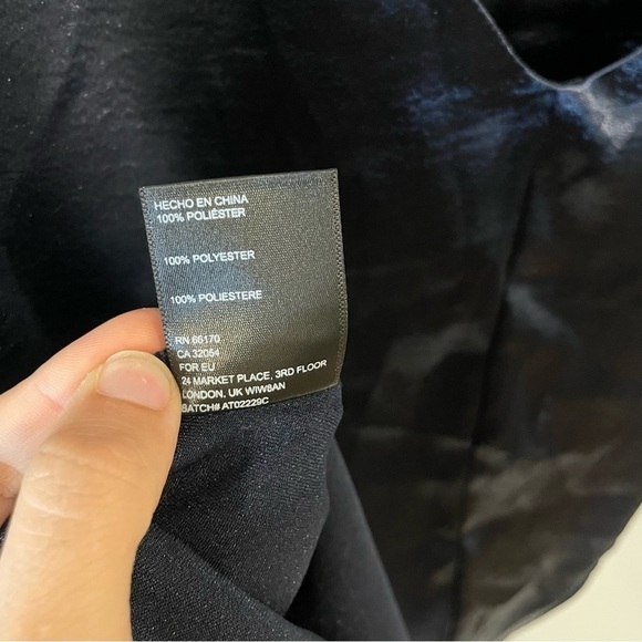 UO Silence + Noise Blue Shiny Cold Shoulder Tie Top - Picture 11 of 14